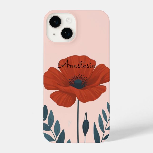 Personalised poppy floral phone case (Back)