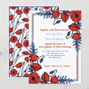 Personalised Poppy Floral Wedding Invitation