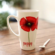 Personalised Poppy Flower Floral Large Latte Mug