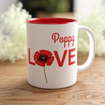 Personalised Poppy Flower Love Coffee Mug