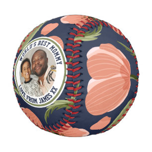 Personalised Poppy Pattern Photo Mothers Day Baseball