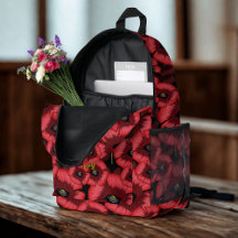Personalised Poppy Pattern Red Floral Backpack