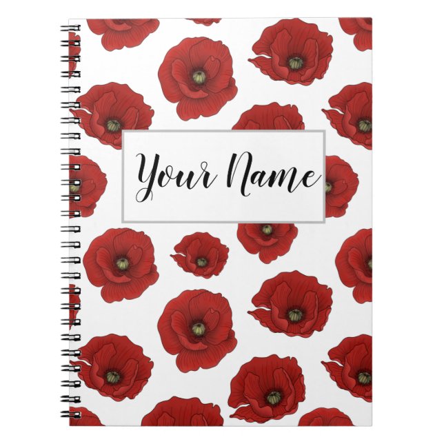 Personalised Poppy Print Notebook (Front)