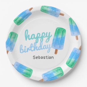 Personalised Popsicle Boy Birthday Paper Plate