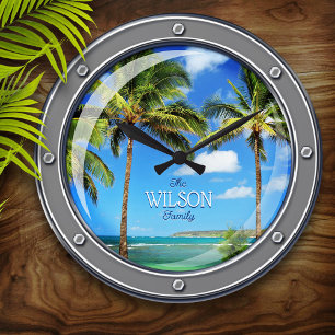 Personalised Porthole to Paradise Wall Clock