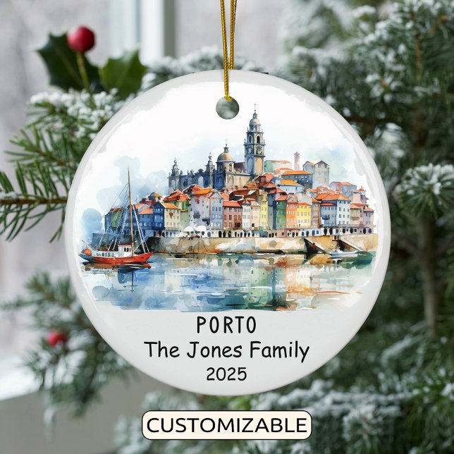Personalised Porto Ornament, Portugal Ceramic Tree Decoration (Creator Uploaded)