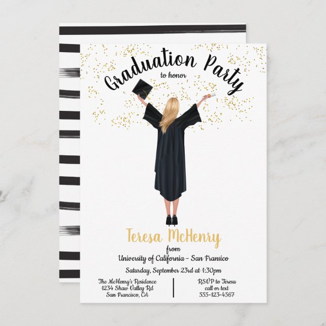 Personalised Portrait Graduation invitations (Front/Back)