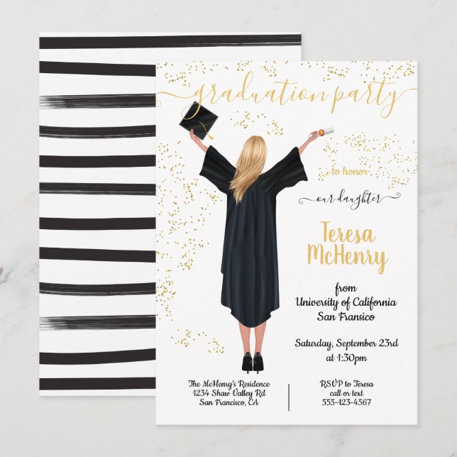 Personalised Portrait Graduation invitations (Front/Back)