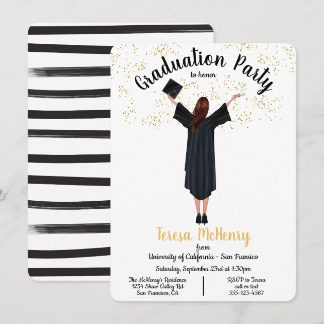Personalised Portrait Graduation invitations (Front/Back)
