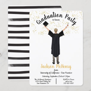 Personalised Portrait Male Graduation invitations