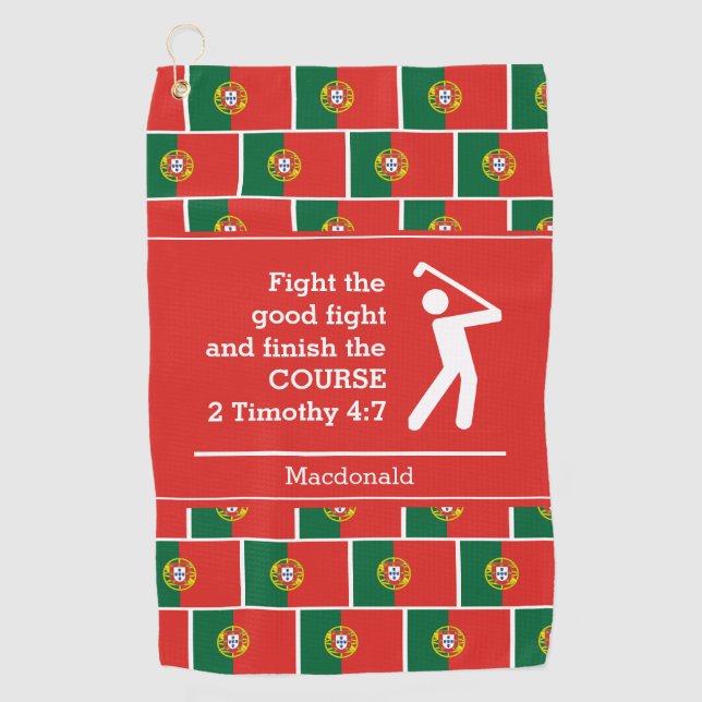 Personalised PORTUGAL Christian Golf Towel (Front)
