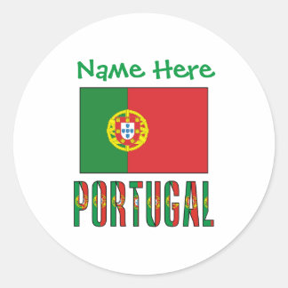 Personalised Portugal Flag Heritage Classic Round Sticker