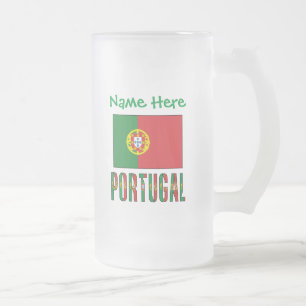 Personalised Portugal Flag Heritage Frosted Glass Beer Mug