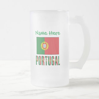 Personalised Portugal Flag Heritage Frosted Glass Beer Mug