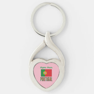 Personalised Portugal Flag Heritage Heart Key Ring