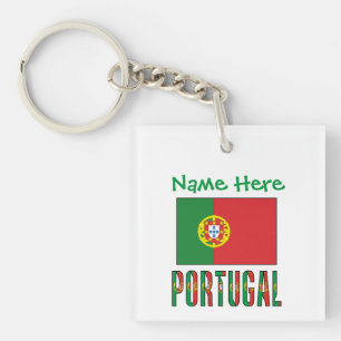 Personalised Portugal Flag Heritage Square Acrylic Key Ring