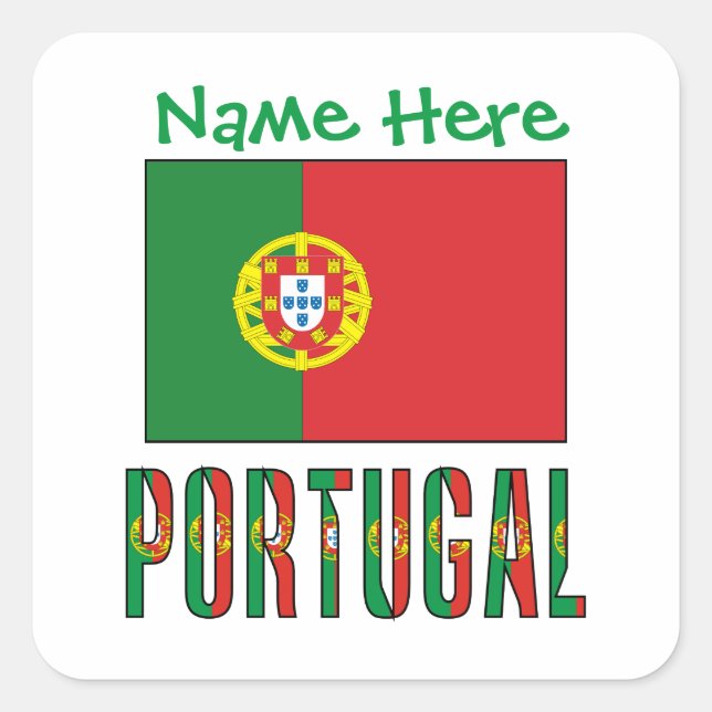 Personalised Portugal Flag Heritage Square Label (Front)