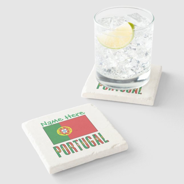 Personalised Portugal Flag Heritage  Stone Coaster (Side)