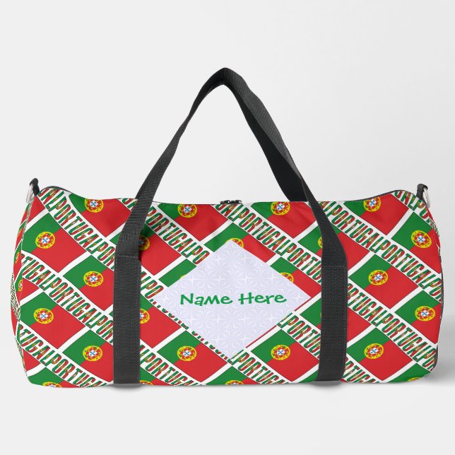 Personalised Portugal Flag Tiled  Duffle Bag (Front)