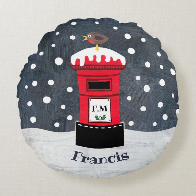 Personalised Post Box Christmas Cushion Pillow (Front)
