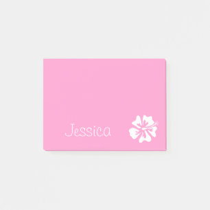 Personalised Post-it® notes Pink hibiscus flower
