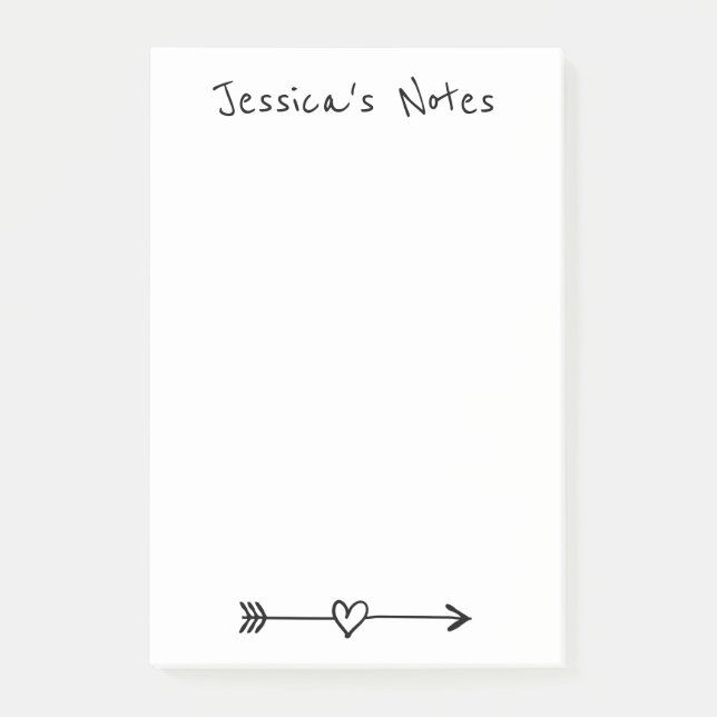 Personalised Post-it® notes with cute heart arrow (Front)