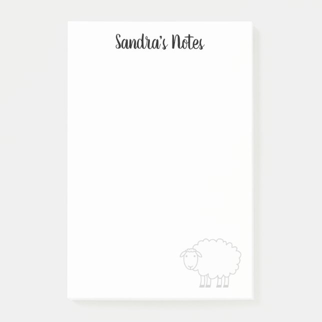 Personalised Post-it® notes with cute sheep (Front)