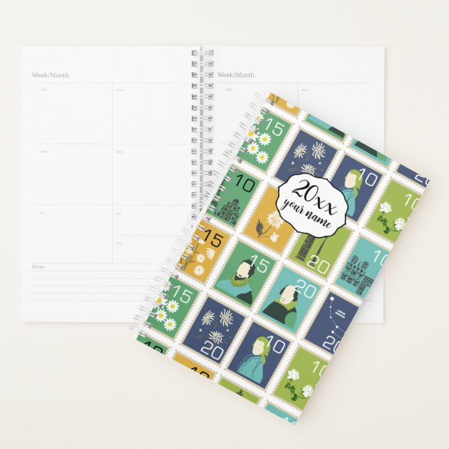 Personalised Postage Stamps Planner Notebook (Display)