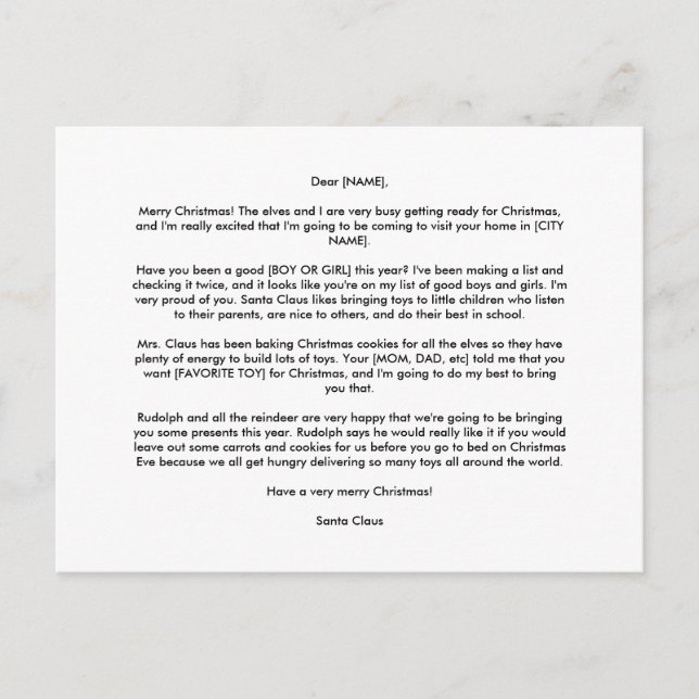 Personalised POSTCARD FROM SANTA (Front)