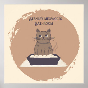 Personalised Poster, Cat's Bathroom, Brown Cat Poster