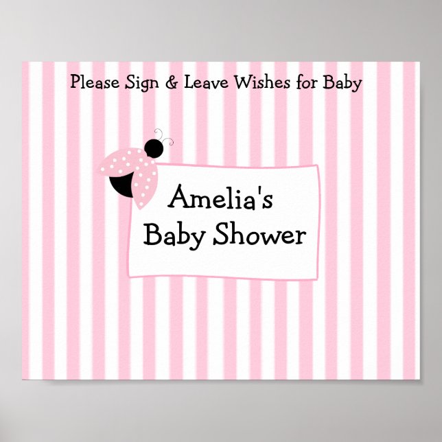Personalised Poster Keepsake for Pink Baby Shower (Front)