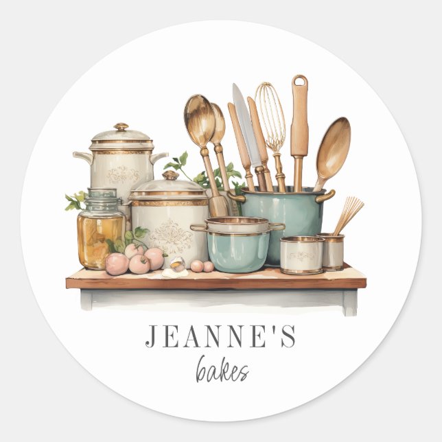 Personalised Pots Pans Cooking Utensils Food Label (Front)