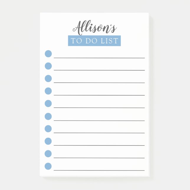 Personalised Powder Blue To Do List Post-it Notes (Front)