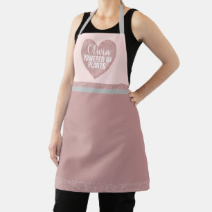 Personalised powered by plants heart doodle apron