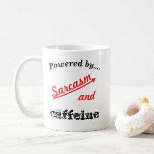 Personalised Powered By Sarcasm and Caffeine Coffee Mug