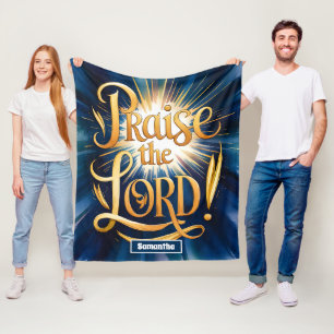 Personalised Praise The Lord Vintage Christian Fleece Blanket