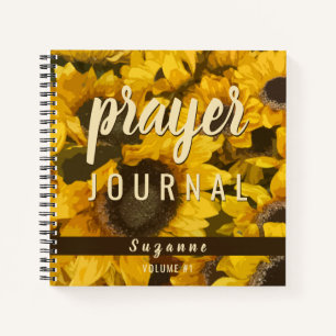 Personalised Prayer Journal Watercolor Sunflowers 