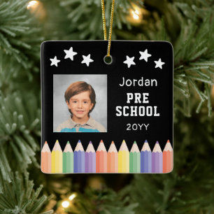 Personalised Pre School Colourful Photo Keepsake Ceramic Ornament