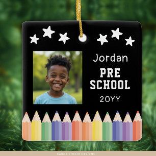Personalised Pre School Colourful Photo Keepsake Ceramic Ornament