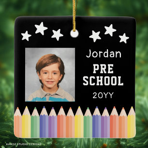 Personalised Pre School Colourful Photo Keepsake Ceramic Ornament