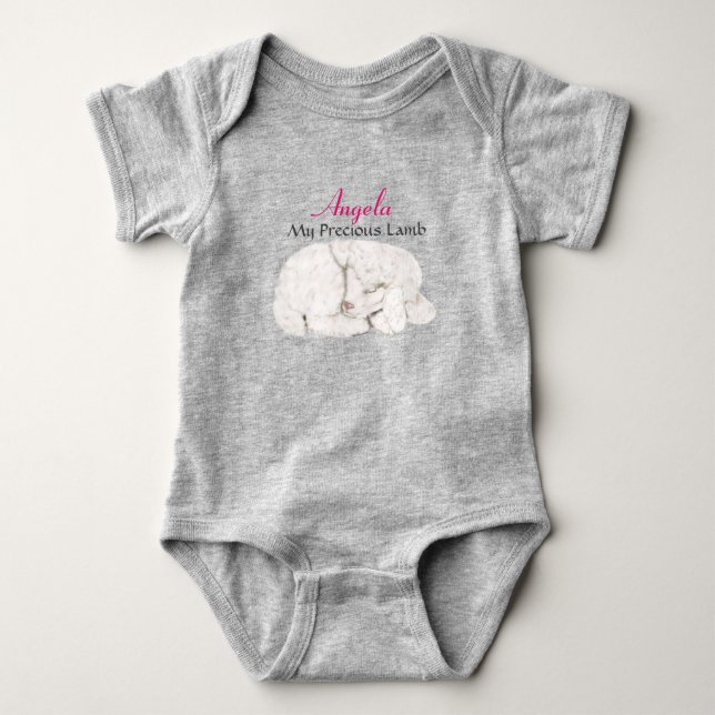 Personalised Precious Lamb Baby Bodysuit (Front)