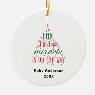 Personalised Pregnancy Announcement Miracle  Ceramic Tree Decoration