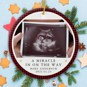 Personalised Pregnancy Announcement Photo Ceramic Tree Decoration