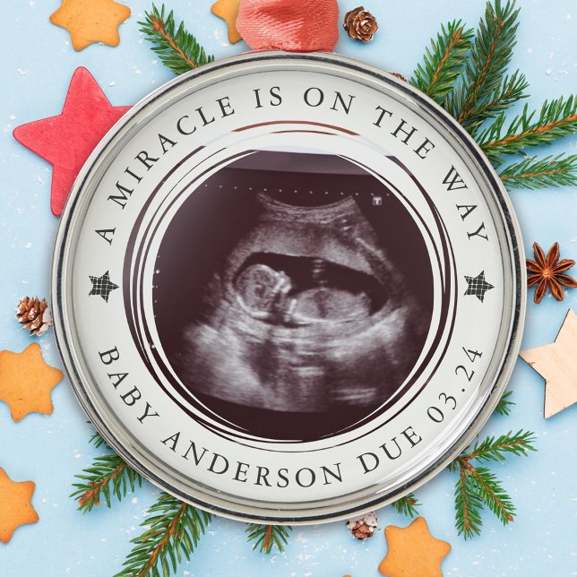 Personalised Pregnancy Announcement Photo Metal Tree Decoration (Creator Uploaded)
