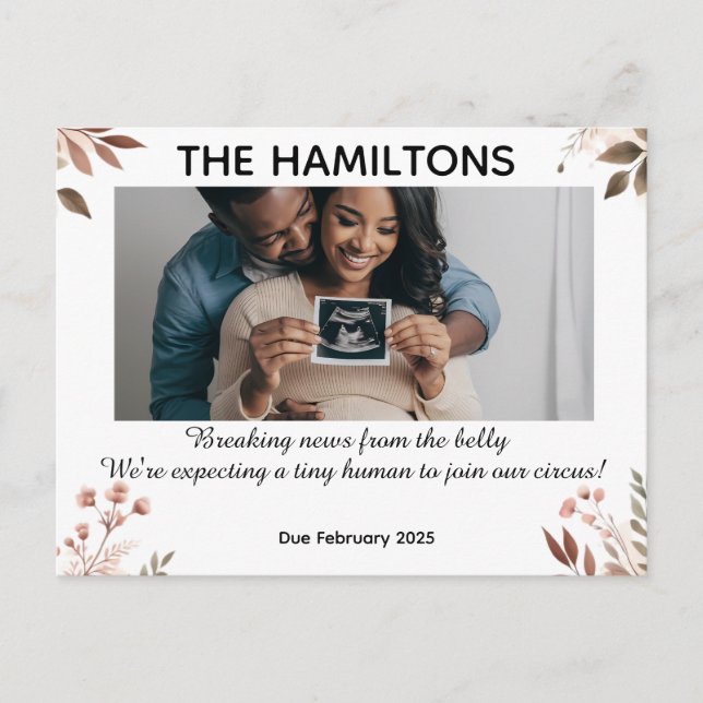 Personalised pregnancy Announcement Postcard (Front)