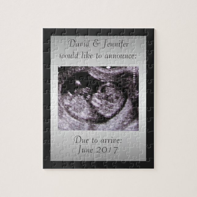 Personalised Pregnancy Announcement Surprise Jigsaw Puzzle (Vertical)