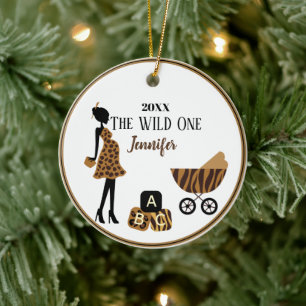 Personalised Pregnant Mum Ornament Jungle