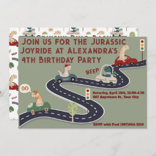 Personalised Prehistoric Colourful Dinosaurs Invitation