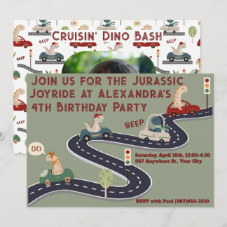 Personalised Prehistoric Colourful Dinosaurs Invitation