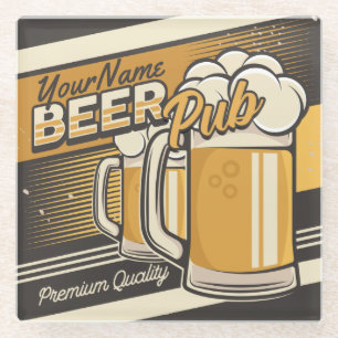 Personalised Premium Cold Beer Mug Pub Bar Glass Coaster